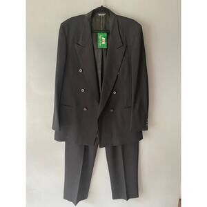 ROSSINI Suit Set Black Double Breasted 42 Sports Coat Trousers 36C 100% Wool NWT